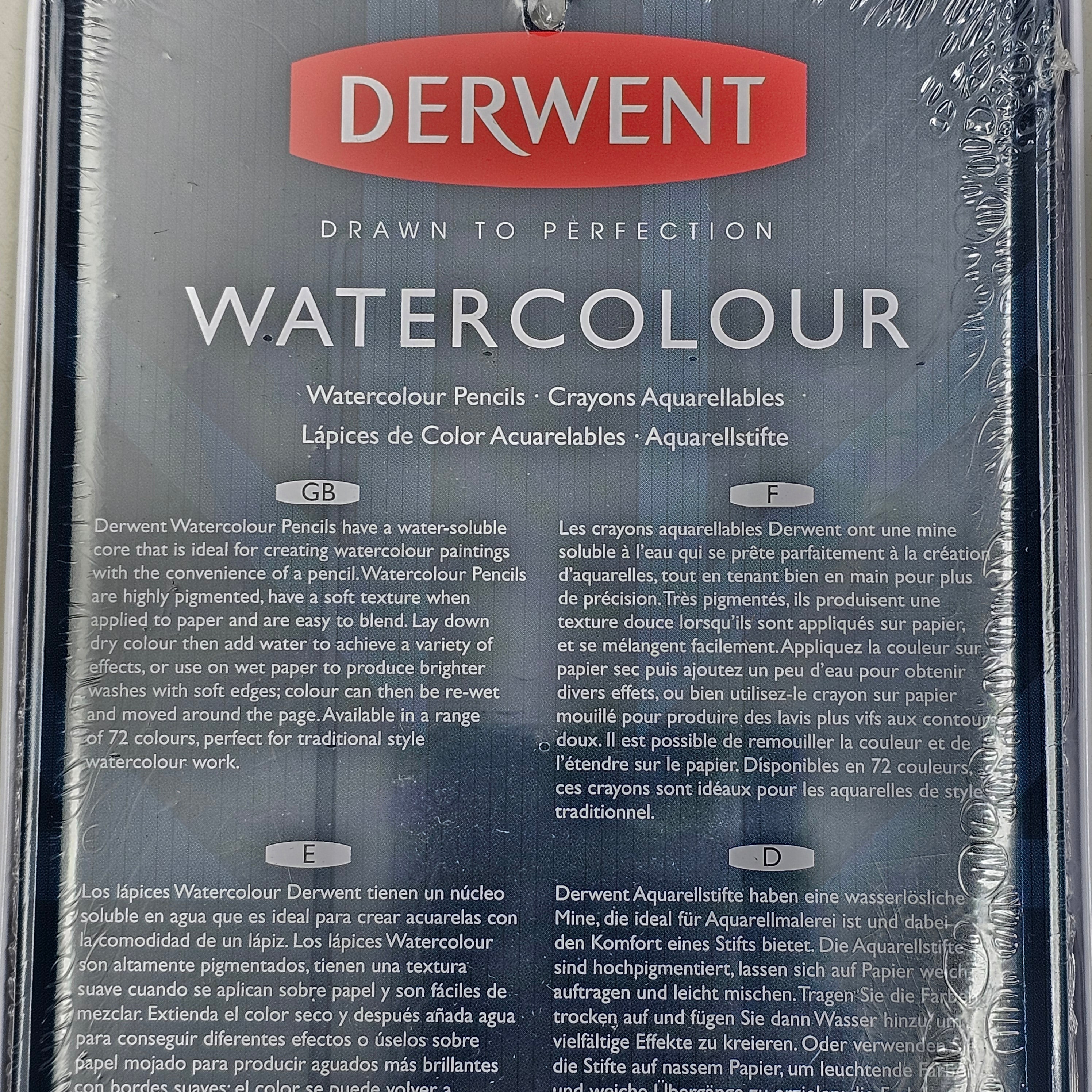 DERWENT (12 PACK) Watercolour Pencils Metal Tin Water Soluble Color Layer 3288I