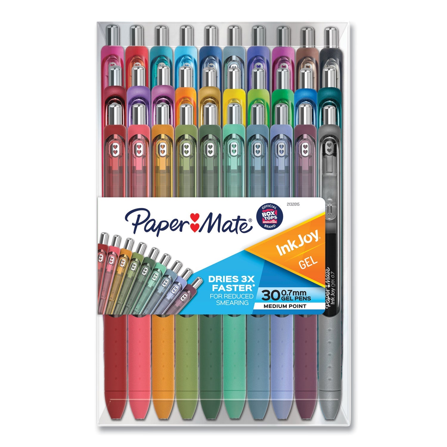 Paper Mate InkJoy Gel Pen, Retractable, Medium 0.7 mm, Assorted Ink and Barrel Colors, 30/Pack