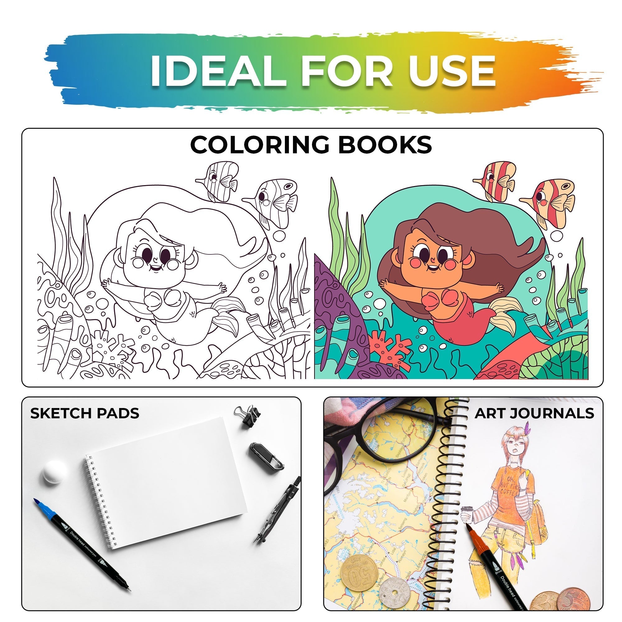 NextG Artz – Dual Tip Brush Art Marker Pens, 120 Unique Bright Colors